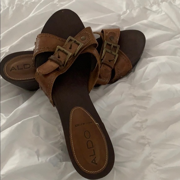 Aldo Shoes - Aldo wooden and leather clog sandals Aldo Shoes - Aldo wooden and leather clog sandals